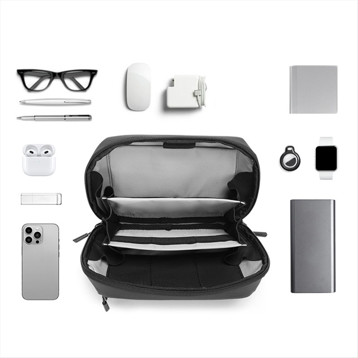 ☶❈＊♥AC1579-Waterproof Tech Pou - Tech Accessories Organizer Pouch ulasan dan harga