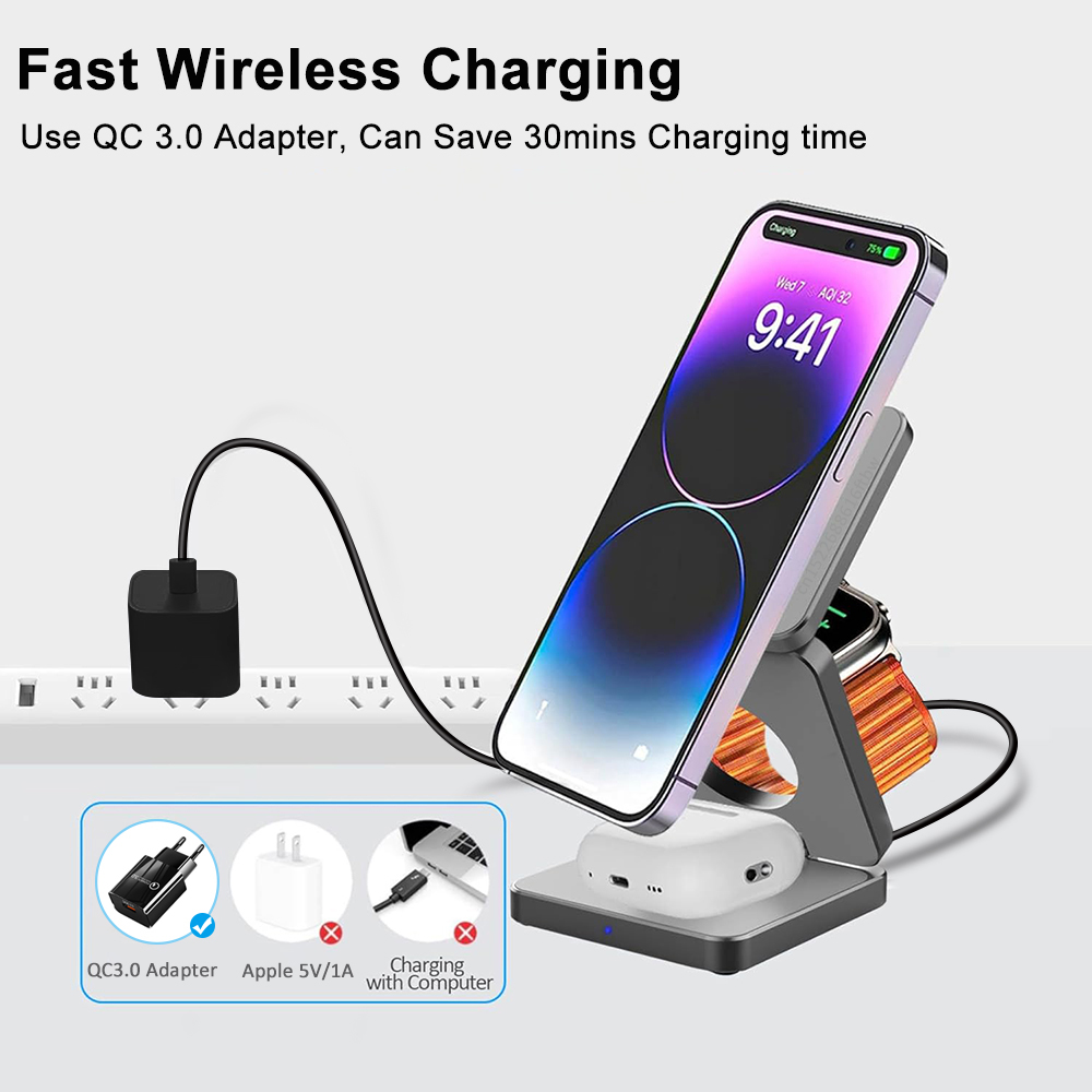 3 in 1 Foldable Magnetic Wirel - Wireless Charger 3 In 1 ulasan dan harga