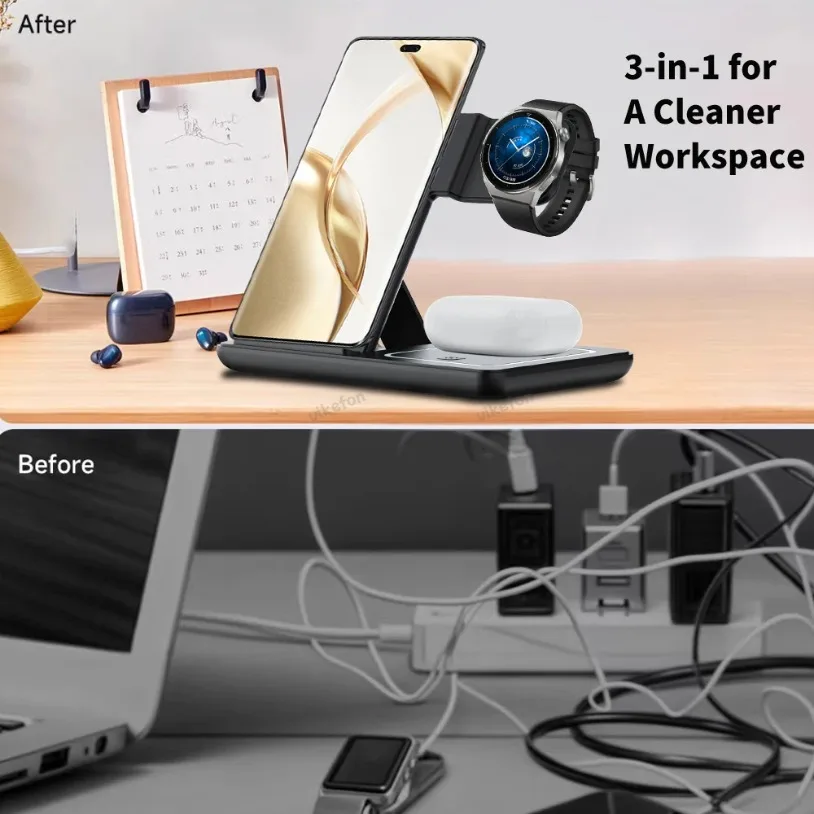 3 in 1 Foldable Wireless Charg - Wireless Charger 3 In 1 ulasan dan harga