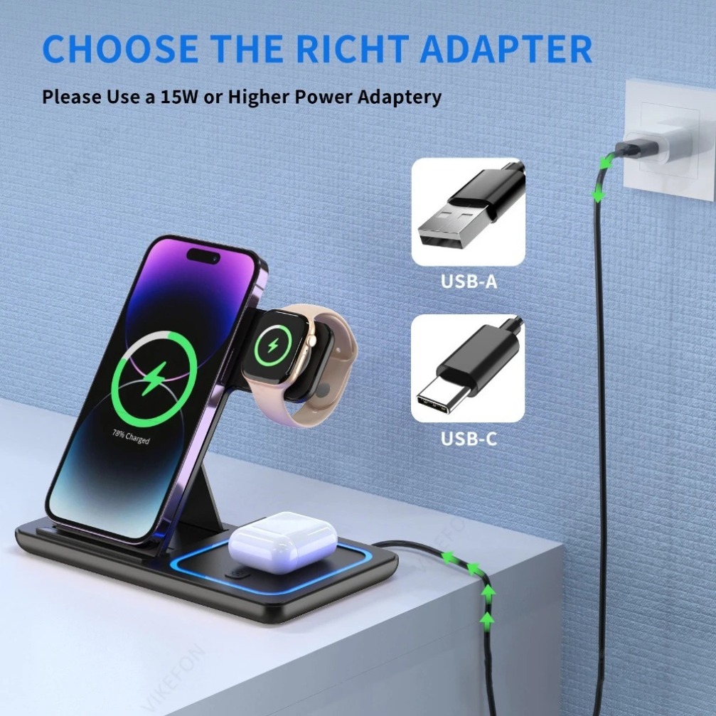 Foldable 3 in 1 Wireless Charg - Wireless Charger 3 In 1 ulasan dan harga